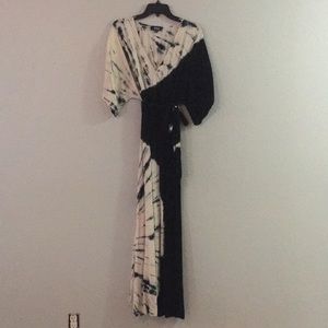 Cream and Blue Tie Dye Maxi